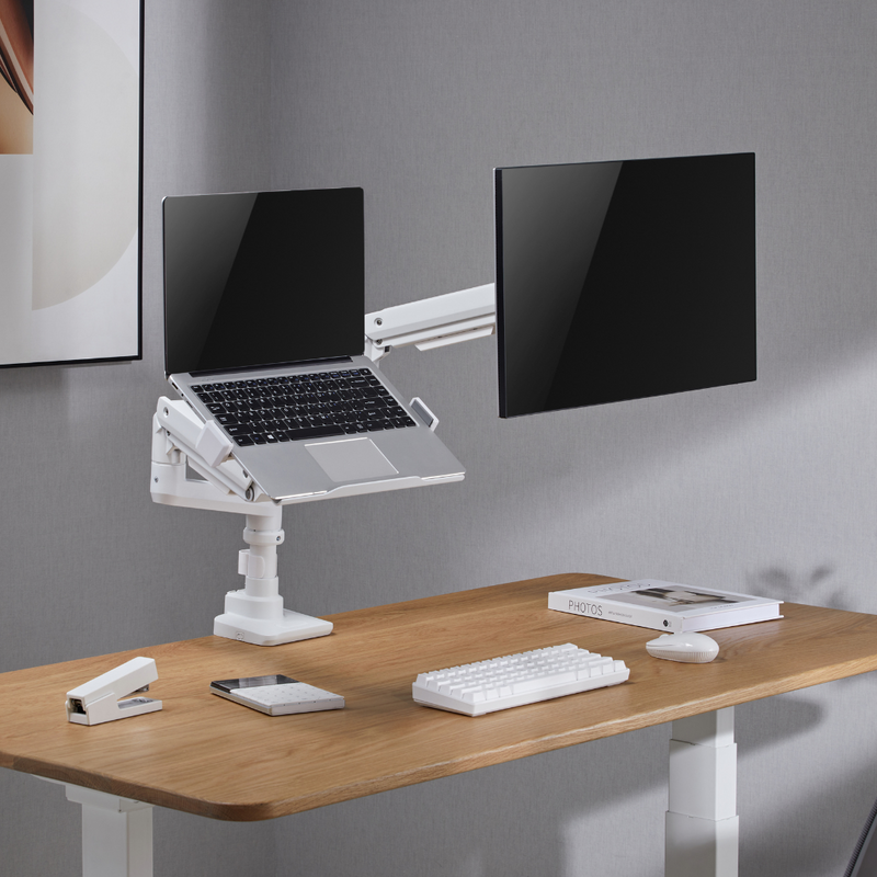 Alterzone Arm Luxe Heavy-duty Single Monitor Arm with Laptop Tray, White Alterzone Arm Luxe Heavy-duty Single monitorivarsi kannettavan tietokoneen telineellä, valkoinen