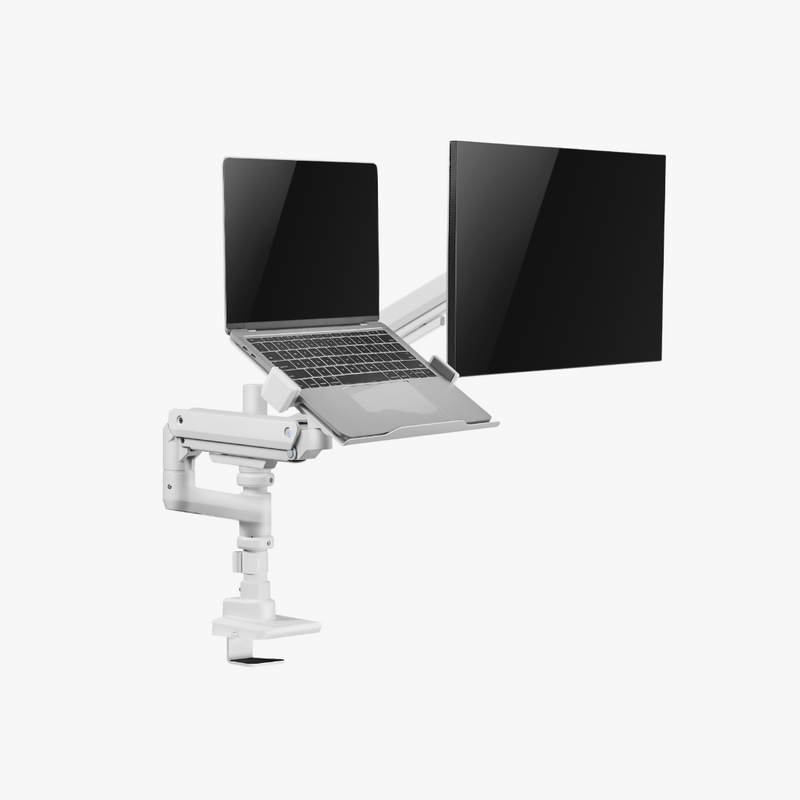 Alterzone Arm Luxe Heavy-duty Single Monitor Arm with Laptop Tray, White Alterzone Arm Luxe Heavy-duty Single monitorivarsi kannettavan tietokoneen telineellä, valkoinen