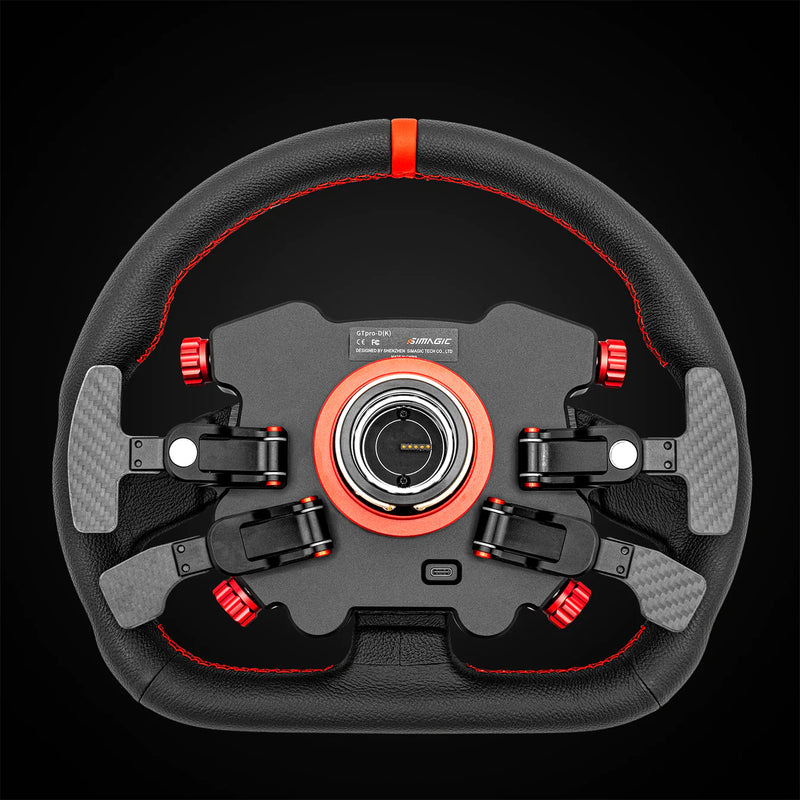 Simagic GT1 (D-Shape) Steering Wheel with GT Pro Hub(K)| Shifter & Clutch Paddles - Leather - DELENordic.com