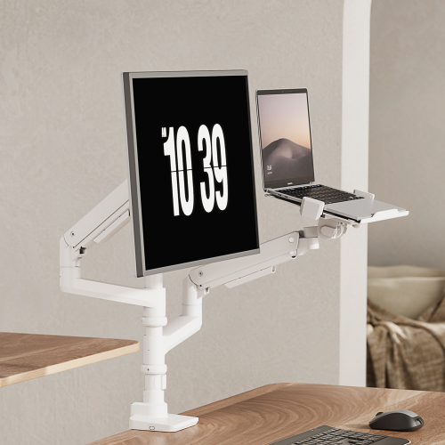 Alterzone Arm Luxe Heavy-duty Single Monitor Arm with Laptop Tray, White Alterzone Arm Luxe Heavy-duty Single monitorivarsi kannettavan tietokoneen telineellä, valkoinen