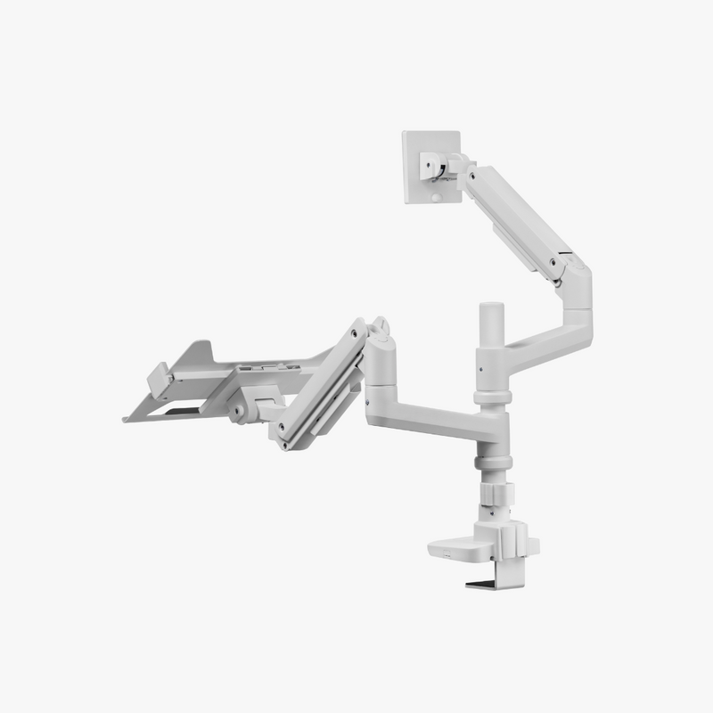 Alterzone Arm Luxe Heavy-duty Single Monitor Arm with Laptop Tray, White Alterzone Arm Luxe Heavy-duty Single monitorivarsi kannettavan tietokoneen telineellä, valkoinen