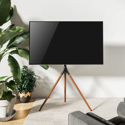 Alterzone Trio Easel TV Floor Stand for 45"-65" TVs, Walnut - DELENordic.com