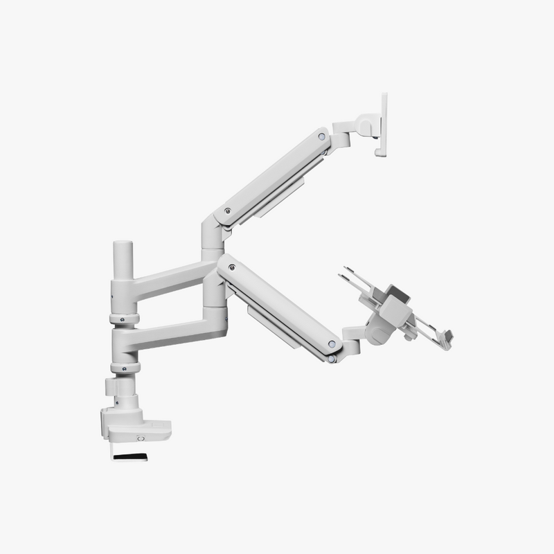 Alterzone Arm Luxe Heavy-duty Single Monitor Arm with Laptop Tray, White Alterzone Arm Luxe Heavy-duty Single monitorivarsi kannettavan tietokoneen telineellä, valkoinen