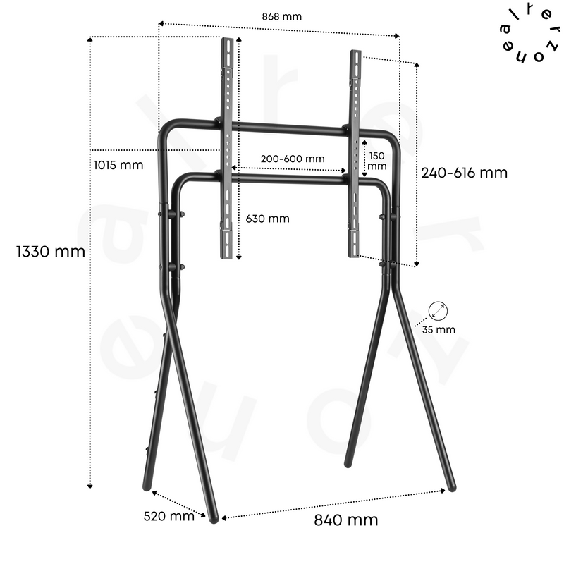 Alterzone Steel golvstativ för 49"-70" TV, svart Alterzone Steel golvstativ för 49