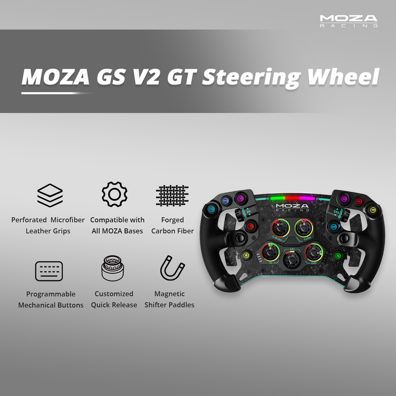 MOZA GS V2 Steering Wheel (Leather) - DELENordic.com