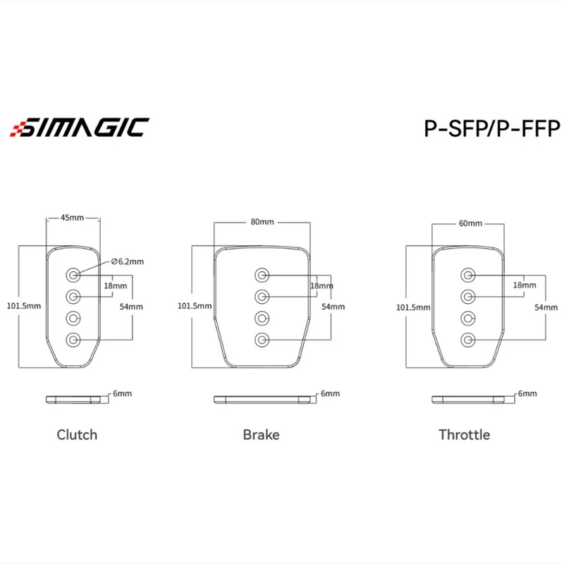 Simagic Flat Pedalplatta (Gaspedal, Broms, Koppling) Simagic Flat Pedalplatta (Gaspedal, Broms, Koppling)