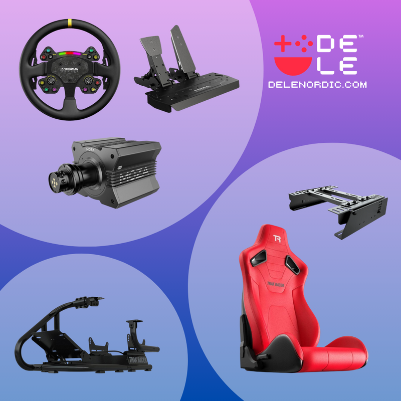 MOZA R12, RS V2, SR-P + Trak Racer RS6 - READY TO RACE BUNDLE - DELENordic.com MOZA R12, RS V2, SR-P + Trak Racer RS6 - READY TO RACE BUNDLE