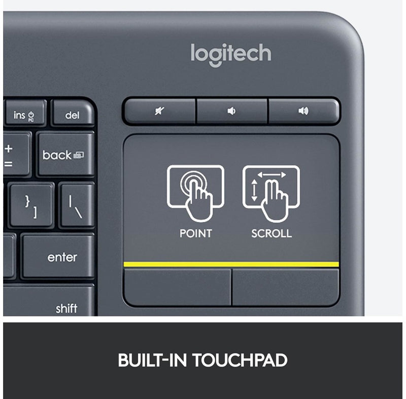 Logitech K400 Plus Ergonomic Wireless Touch Keyboard ND Nordic - DELENordic.com