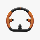 D型 オレンジ レザー ステアリング Closed D Orange Leather Rim - dele.io Asetek Closed D Orange Leather Rim