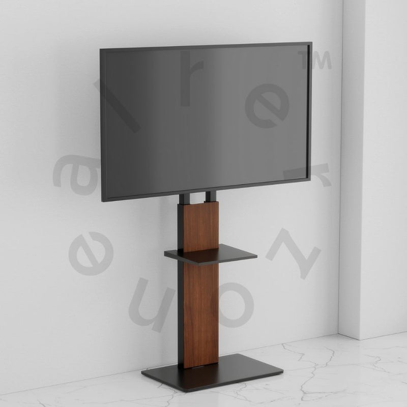 Alterzone Slim 7s TV Floor Stand with Shelf for 37"-70" TVs, Walnut - DELENordic.com Alterzone Slim 7s TV-lattiajalusta hyllyllä 37